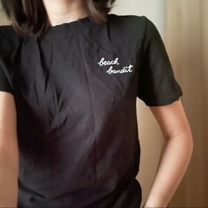 SCOTCH & SODA BLACK EMBROIDERED TEE  - XS